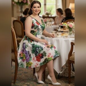 Summer Special Occasion Dress NWT City Chic succulent ivory floral XXL